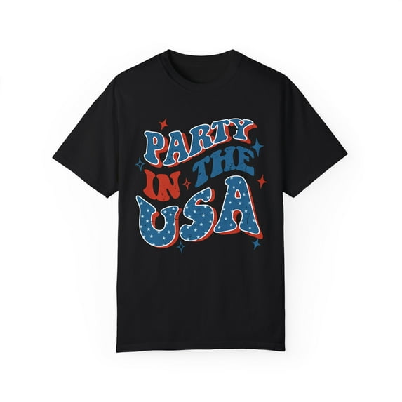 Red White and Blue Party In The USA Comfort Colors Unisex Tee