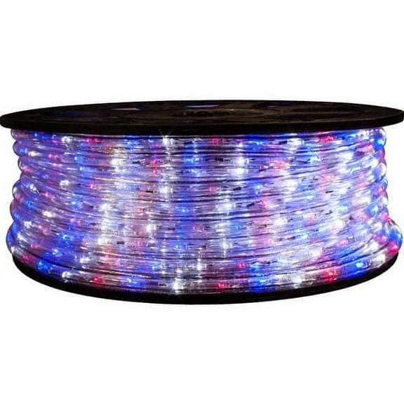 Red White and Blue Patriotic LED Rope Light - 1 Bulb Per Color - 120 Volt - 148 Feet