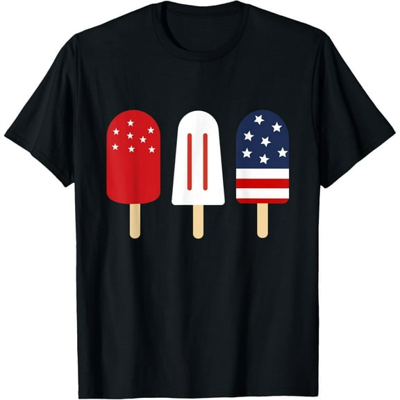 Red White and Blue Popsicle 4th of July USA American T-Shirt