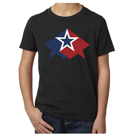 Red, White and Blue Star, Kid's USA T-shirts, 4th of July T-shirts - Black MH200YPATRIOT S17 S