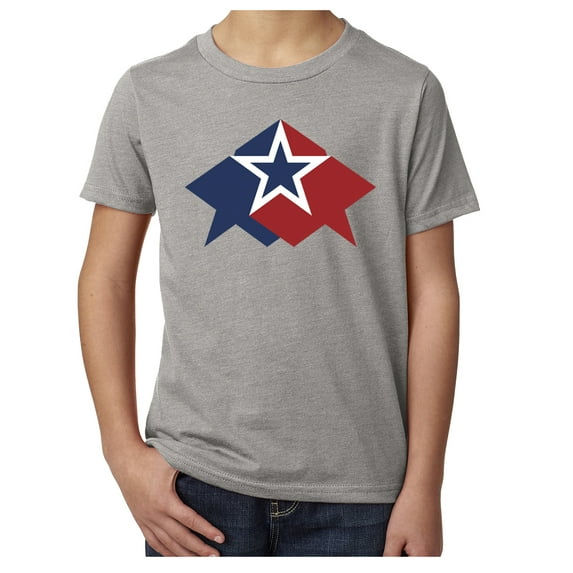 Red, White and Blue Star, Kid's USA T-shirts, 4th of July T-shirts - Heather Grey MH200YPATRIOT S17 S