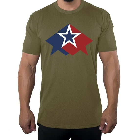 Red, White and Blue Star, Men's USA T-shirts, 4th of July T-shirts - Olive Drab MH200PATRIOT S17 2XL