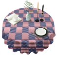 thumbnail image 1 of Red White and Blue Star Striped Pattern Round Tablecloth 60"x60",Wrinkle Wipeable Table Cloth for Kitchen Dining Room Picnic Patio Party, 1 of 6