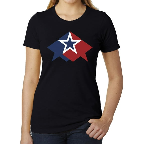 Red, White and Blue Star, Women's USA T-shirts, 4th of July T-shirts - Black MH200WPATRIOT S17 M