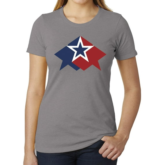 Red, White and Blue Star, Women's USA T-shirts, 4th of July T-shirts - Heather Grey MH200WPATRIOT S17 S
