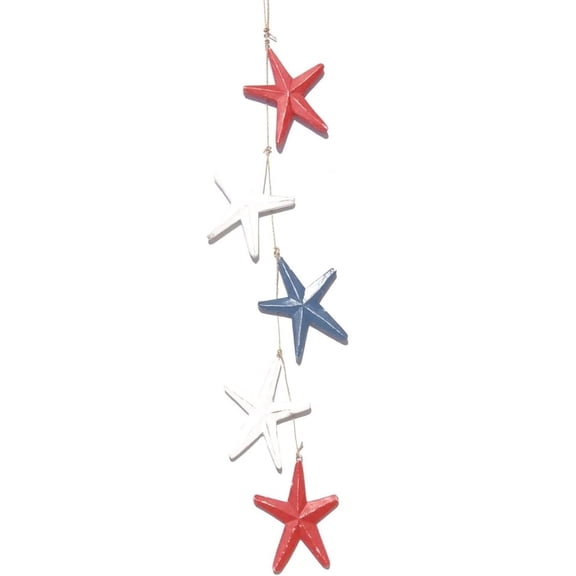 Red White and Blue Starfish Wooden Hanging Strand Home Beach Tropical Decoration
