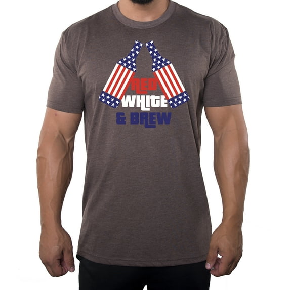 Red White and Brew, Men's Drinking T-shirt, Funny fourth of July shirts - Espresso MH200PATRIOT S8 S