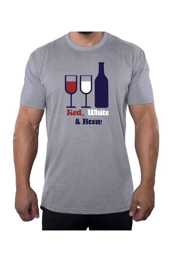 Red White and Brew, Wine T-shirts, Funny Fourth of July shirts for Men - Heather Grey MH200PATRIOT S9 XL