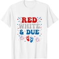 thumbnail image 1 of Red White and Due 4th of July Pregnancy Dress Baby Reveal Womens T-Shirt, 1 of 5