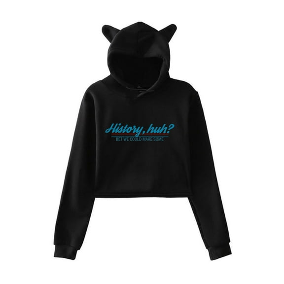 Red White and Royal Blue History Huh Cat Ear Hoodie Women Long Sleeve Pullover Sweatshirt