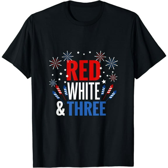 Red White and Three USA Independence Day 4th of July For Boy Funny Creative Graphic T-Shirt