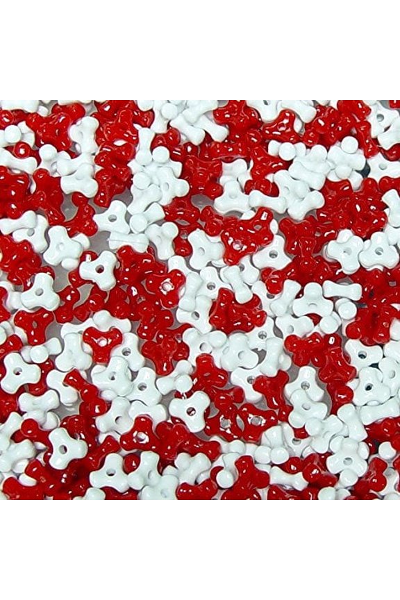 Red and White tri propeller Beads for Jewelry Making Bracelets, Necklaces 500pc Jolly Store Crafts Supplies for DIY Candy Cane Christmas Holiday Crafts