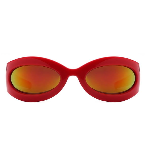 Red Wide Frame Sunglasses - Gradient Lens Bold Sun Protection Eyewear