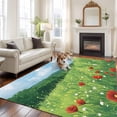 thumbnail image 1 of Red Wildflower Large Area Rugs 5x8 ft Spring Retro Flower Green Grass Blue Sky Watercloor Washable Rug Non Slip Indoor Carpet Absorbent Floor Mat for Living Room Bedroom Dining Room, 1 of 9