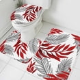 thumbnail image 1 of Red Willow Leaf Bathroom Rugs Set Abstract Art Leaves Botanical Lines Farmhouse Non Slip Absorbent Soft Bath Mats 3 Piece Set with Bathroom Rug, U-Shaped Floor Mat, Toilet Seat Cover Large Size, 1 of 9