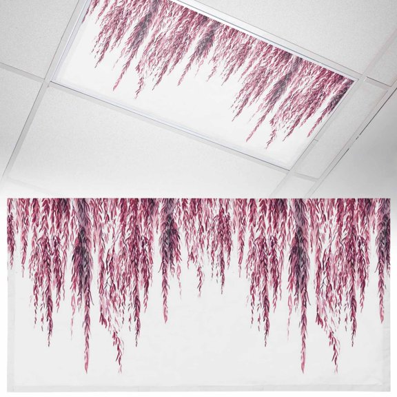 Red Willows Fluorescent Light Covers Watercolor Spring Falling Red Willows Leaf Plant Magnetic Light Filters Ceiling Lighting Panel Shade for Classroom Office Home 2 x 4 ft, 1 Pack