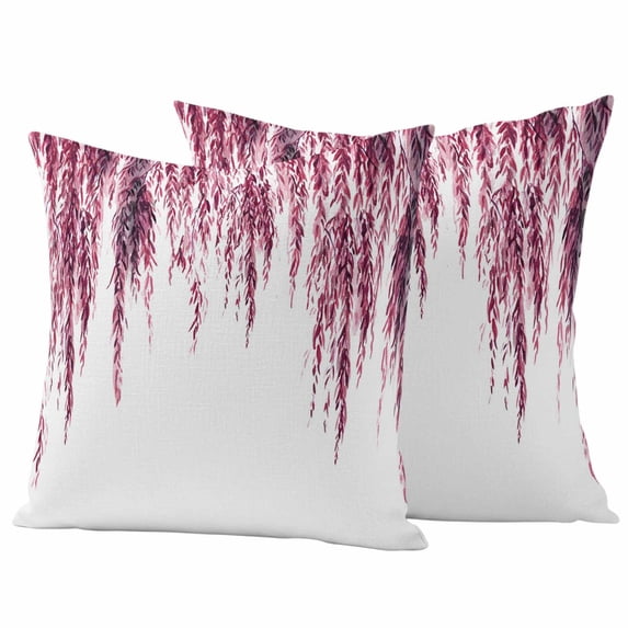 Red Willows Pillow Covers 2 Pack Watercolor Spring Falling Red Willows Leaf Plant Pillowcase Waterproof Outdoor Throw Pillow Cover for Patio Garden Square Cushion 16”x16”