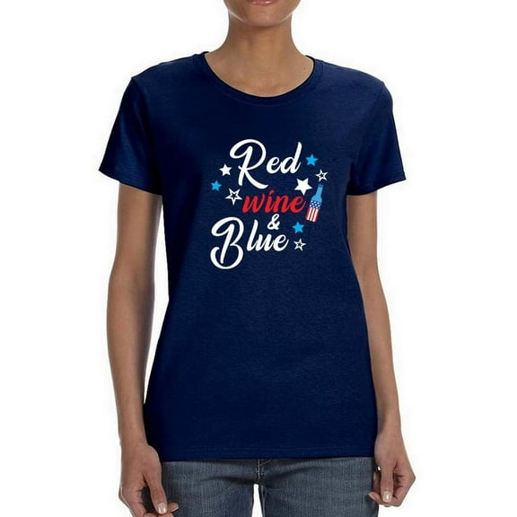 Red Wine And Blue Bottle Shaped T-Shirt Women -Smartprints Designs, Female Medium