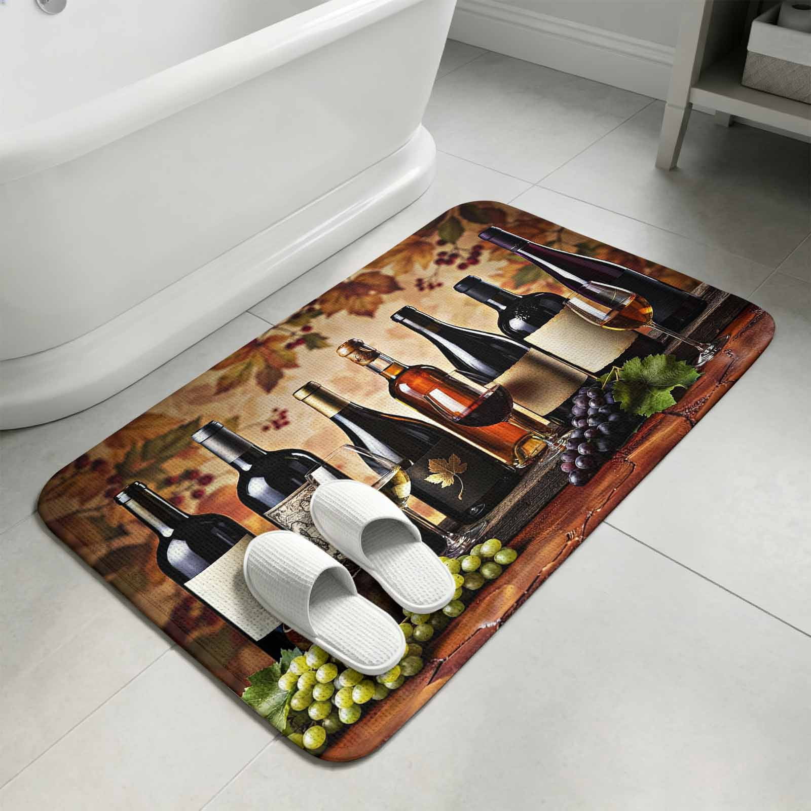 Red Wine Bathroom Rugs Non Slip Washable Bath Mat Absorbent Front Door ...