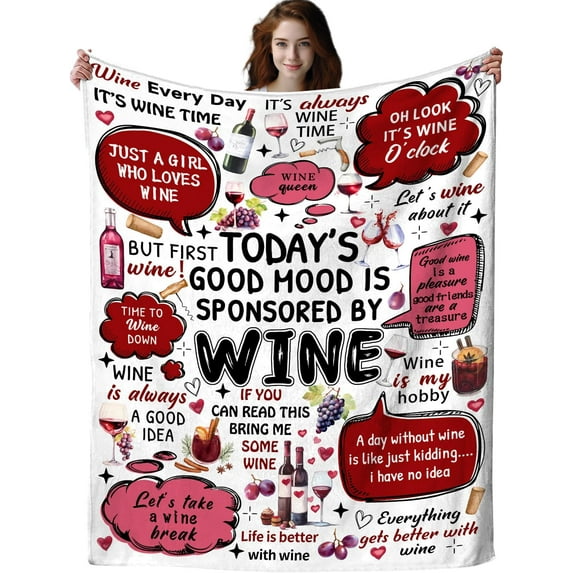 Red Wine Blanket Grapes Gift for Girls Women,Grape Throw Blankets,Funny Gift for Red Wine Lovers 80"x60"