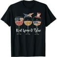 thumbnail image 1 of Red Wine & Blue Patriotic 4th Of July Red White Blue Glasses T-Shirt, 1 of 4