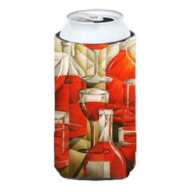 Red Wine Bottles & Glasses Tall Boy Can cooler Hugger