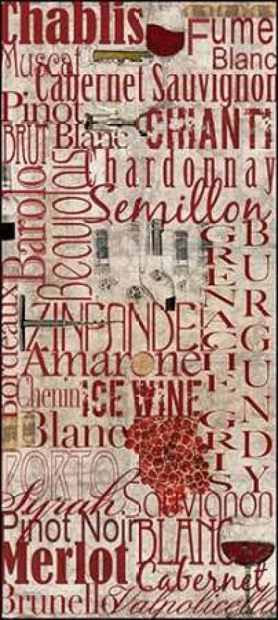 Red Wine Canvas Art - Lisa Wolk (24 x 48)