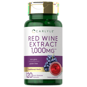 Red Wine Extract Capsules | 1000mg | 120 Count | by Carlyle