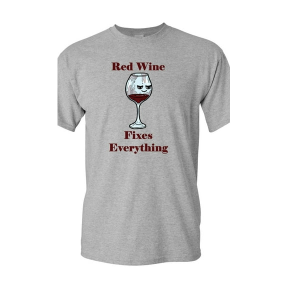 Red Wine Fixes Everything Adult DT T-Shirts Tee