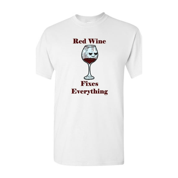 Red Wine Fixes Everything Adult DT T-Shirts Tee