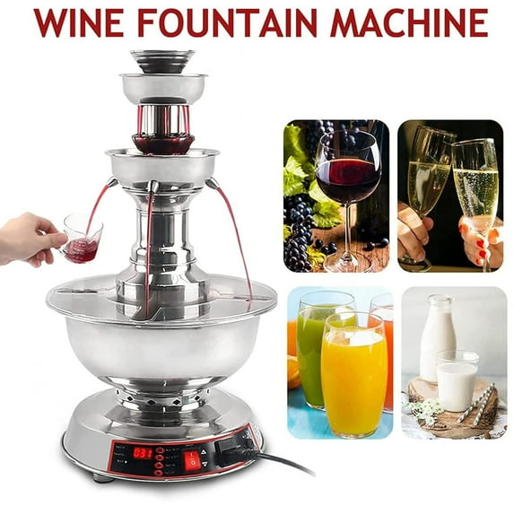 Red Wine Fountain Beverage Dispenser Machine 3 Tier With Heating Function Party Fountain Drink Machine