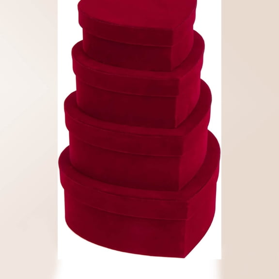 Red Wine Gift Boxes with Lids, Heart Shaped Velvet Nesting Burgundy Gifts Box for Arrangements Flowers Wedding Valentines Christmas Bridesmaid Anniversary Party