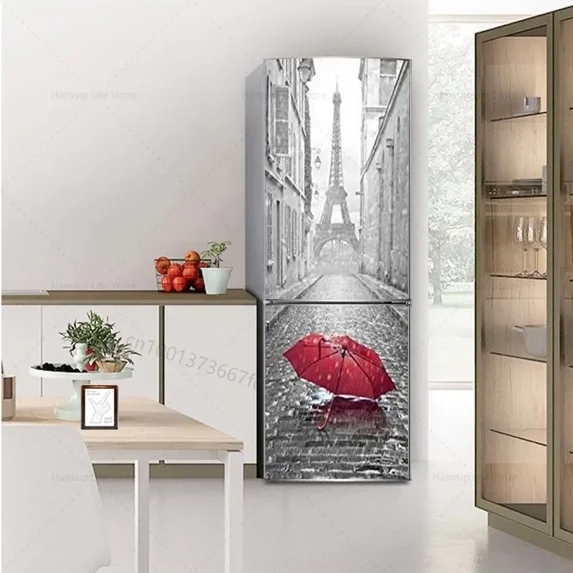 Red Wine Glass Mural Refrigerator Door Art Mural Sticker Peel and Stick PhBooth Coffee Wallpaper fo