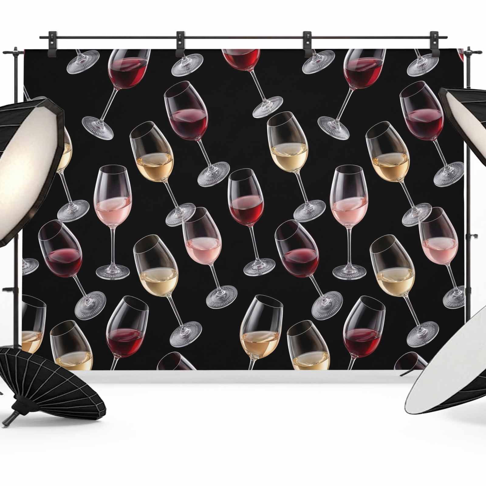 Red Wine Glasses Photography Backdrop 12x8FT, Modern Red Gold Champagne ...