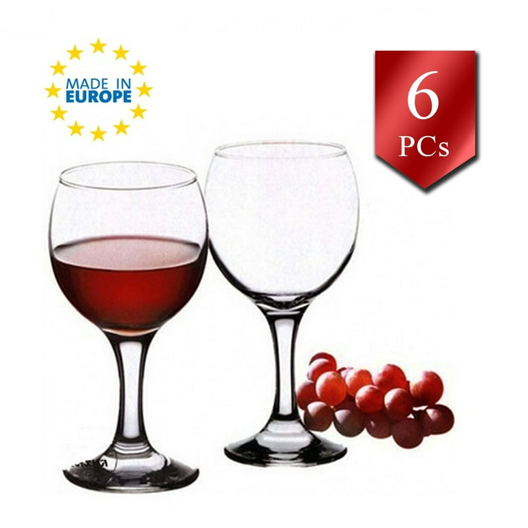 Red Wine Glasses Set of 6, Stemmed Non-Leaded Wineware, 7.2 oz
