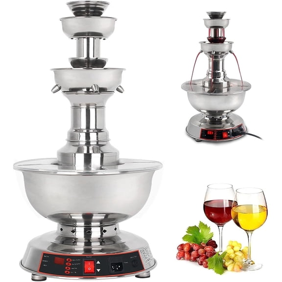 Red Wine Juice Fountain Machine Electric 3-Tier Champagne Fountain Machine for Parties, Commercial Beverage Warmer Dispenser Temperature Adjustment for Weddings Hotel Birthday