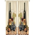 thumbnail image 1 of Red Wine Kitchen Curtains Bottles Glasses Grapes Retro Abstract Bedroom Living Room Blackout Rod Pocket Decoration Window Drapes 2 Panels W21xL63in, 1 of 6