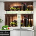 thumbnail image 1 of Red Wine Kitchen Curtains Valances and Tiers Set of 3 Grapes Glasses Wooden Window Curtains Modern Rod Pocket Short Tier Curtain Valance Sets for Home Cafe Window Decor 52x36in, 1 of 6
