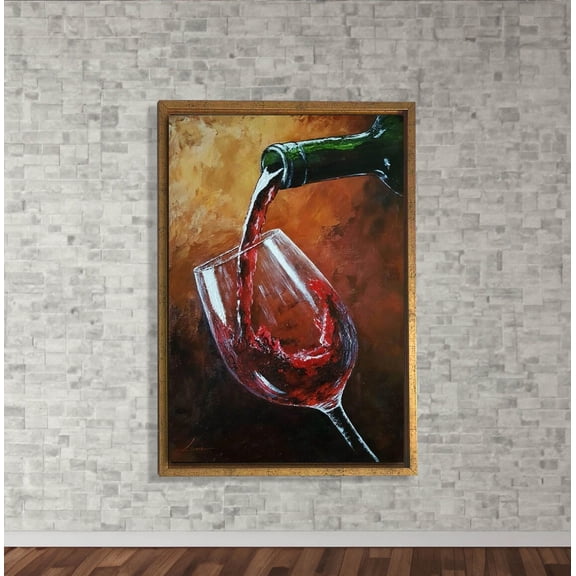 Red Wine Pouring, Elegant Wine Glass Wall Art, Art Poster, Elegant Wine Glass For Kitchen & Bar Decor, Unique Gift Home Decor, 8x12 UNFRAMED