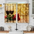thumbnail image 1 of Red Wine Rose Floral Kitchen Curtains - Flowers Candle Romance Mother''s Day Decor Short Curtains for Home Dining Room Rod Pocket Window Drapes 2 Panels Set, 28"x36", 1 of 1