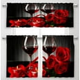 thumbnail image 1 of Red Wine Rose Kitchen Curtains and Valances Set 3 Pieces Red Rose Kitchen Curtains Floral Window Treatments for Cafe Living Room, 1 of 6