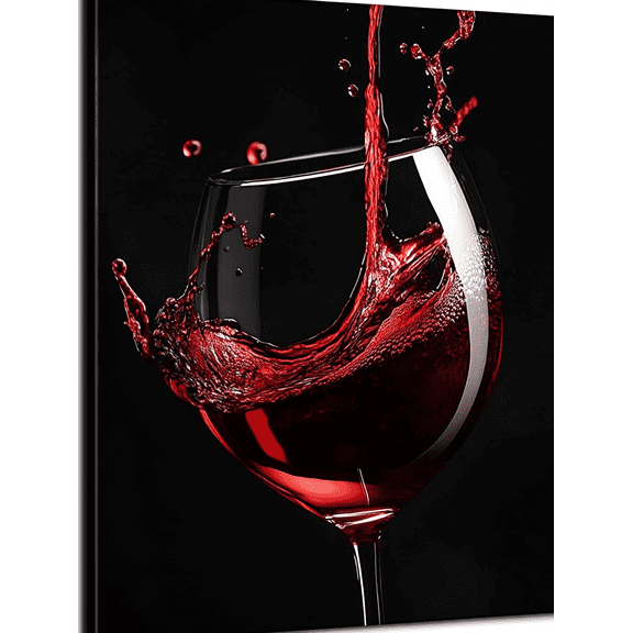 Red Wine Splash Glass Decor Art Painting/Canvas Print Suitable for Living Room Dining Room Kitchen Bar Restaurant Wine Cellar Pub Office Cafe and Home Decoration.