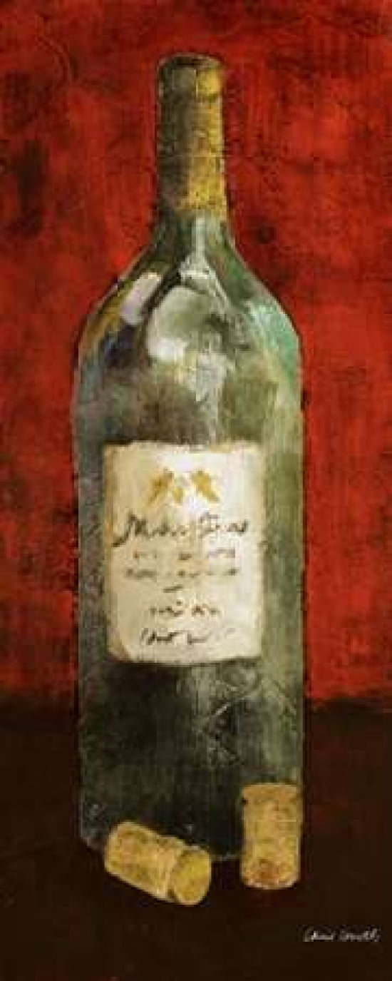 Red Wine and Cork II (red background) Canvas Art - Lanie Loreth (10 x 20)
