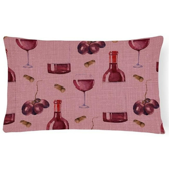 Red Wine on Linen Canvas Fabric Decorative Pillow