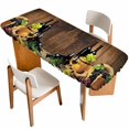 thumbnail image 1 of Red Wines Table Cloths for 8 Foot Rectangle Tables, Champagne Grapes Galsses Country Wooden Plank Patio Waterproof Elastic Fitted Tablecloths, Washable Rectangular Table Cover for Camping, 1 of 8