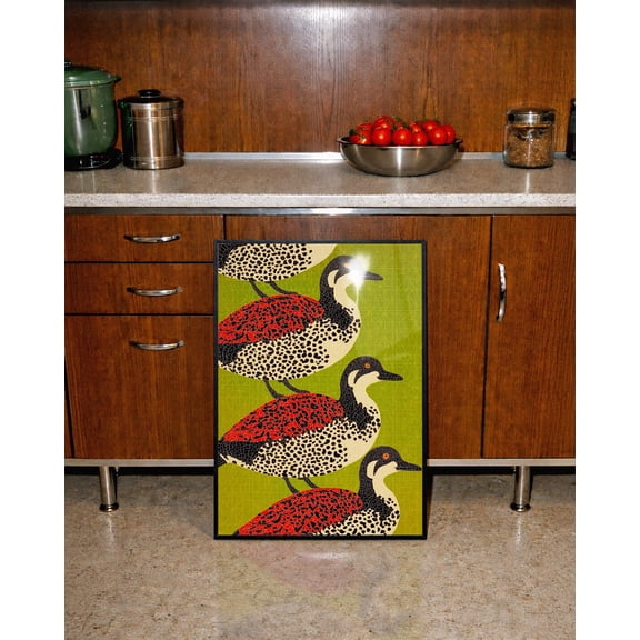 Red Wing Duck Graphic Bird Pattern Maximalist Mosaic Animal Poster Unframed Paper Print