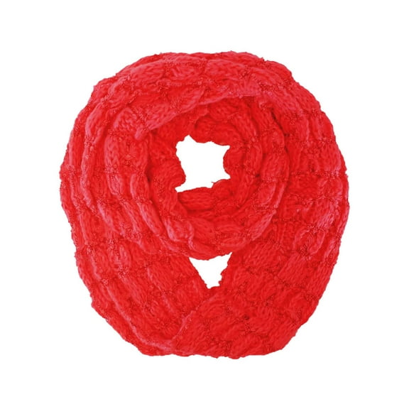 Red Winter Bubble Knit Infinity Circle Scarf