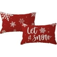 thumbnail image 1 of Red Winter Holiday Decor Throw Pillow Cover 12x20 Set of 2 Farmhouse Christmas Decorations Snowflake/Let It Snow Winter Decorative Rectangular/Lumbar Cushion Covers for Sofa/Couch/Porch, 1 of 6