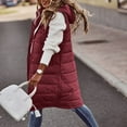 thumbnail image 1 of Red Winter Jackets for Women, Jackets for Women, Womens Winter Sleeveless Coat Vest Long Hoodie Warm Down Coat With Pockets Quilted Outdoor Jacket, 5XL, 1 of 8