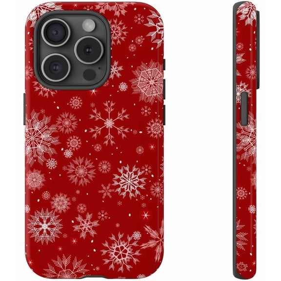 Red Winter Snowflake Snow Pattern Holiday Pop iPhone 11 12 13 14 15 16 17 Pro Max Case
